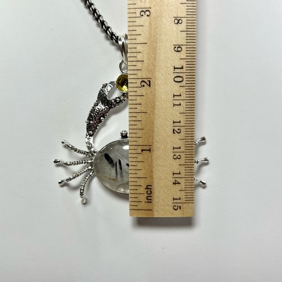 Black Rutile Large Crab 🦀 925 Gemstone Pendant - Picture 3 of 4